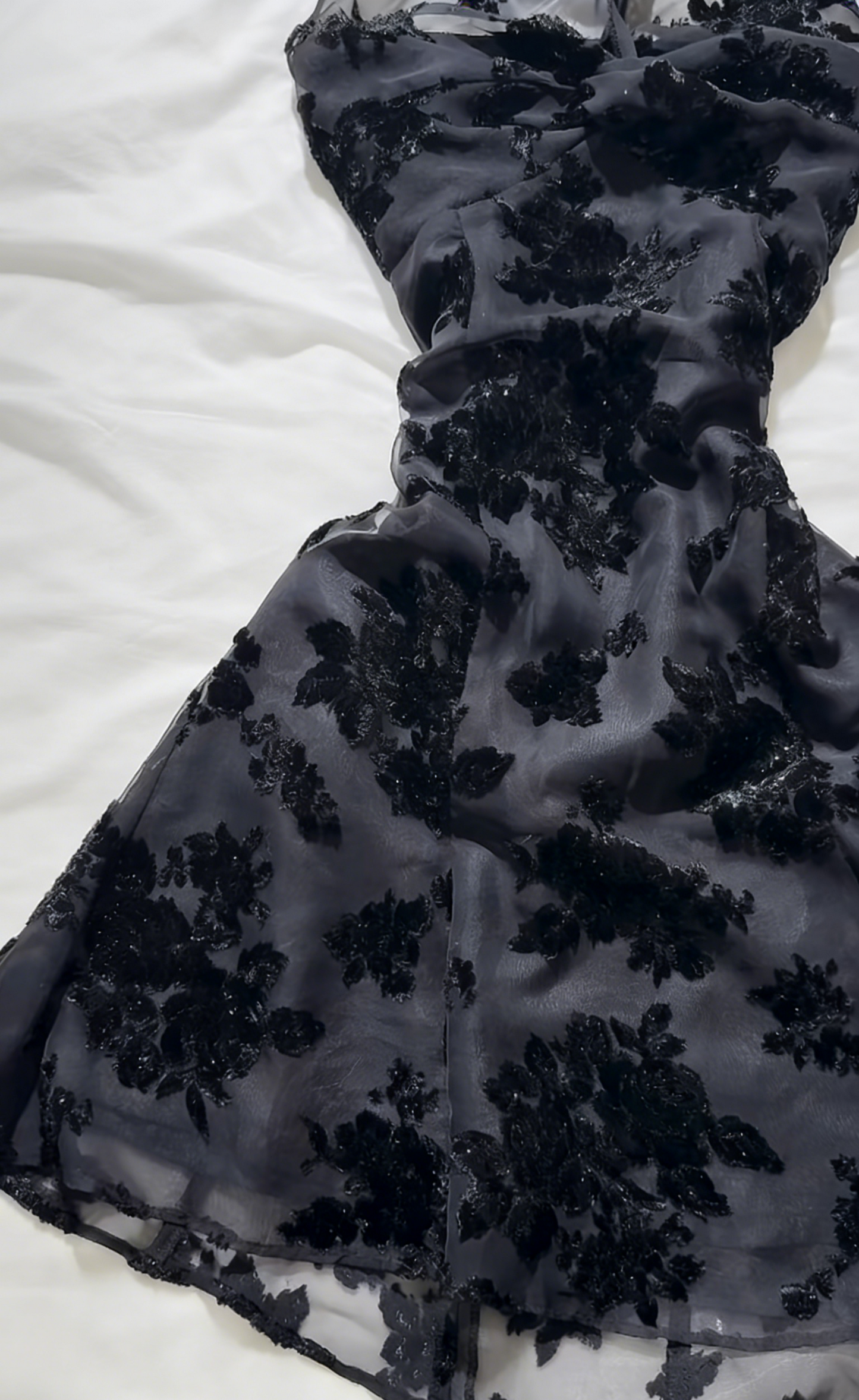 Robe de bal courte noire chic, dos nu, tulle brodé, robe de soirée trapèze, robe d'anniversaire ED07175