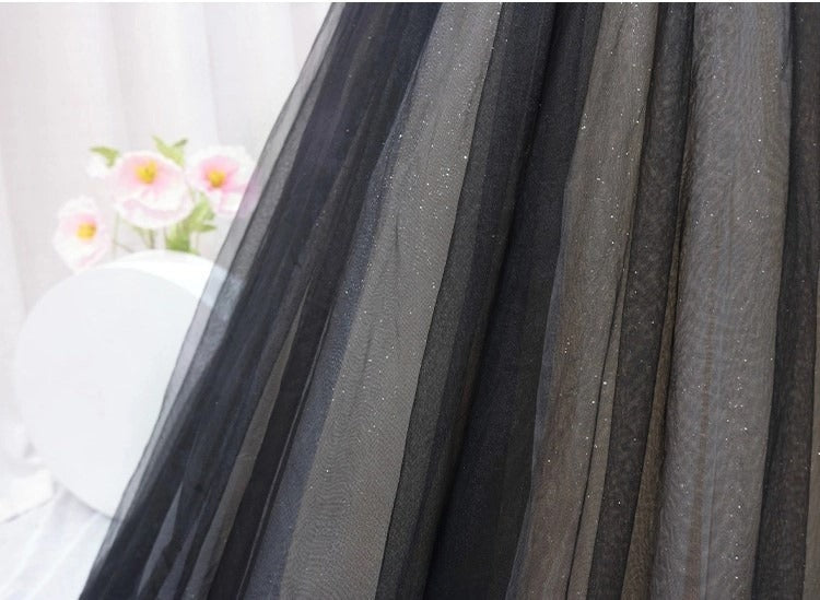 Robe de bal longue trapèze en tulle et dentelle noire, robe de soirée longue noire ED0722