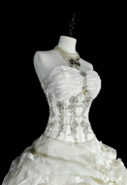 Gorgeous Burgundy Prom Dresses Tulle Applique A-Line Long Evening Dress Strapless Birthday Dress ED07221