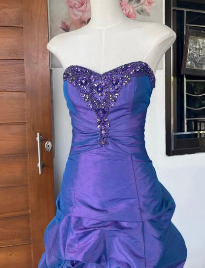 Classy Purple Prom Dress Satin Sweetheart A-Line Evening Dress ED07235