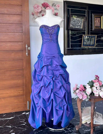 Classy Purple Prom Dress Satin Sweetheart A-Line Evening Dress ED07235