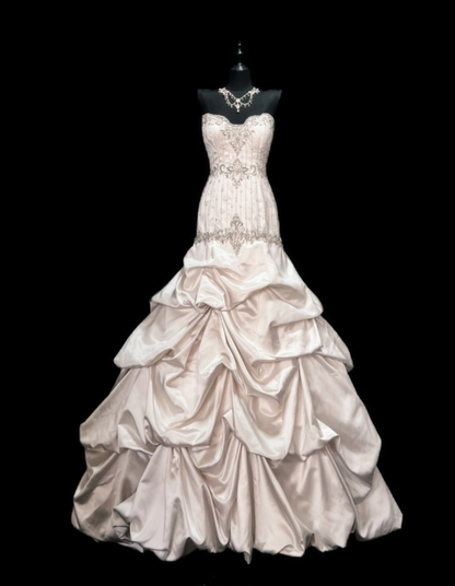 Robe de bal blanche vintage en satin, décolleté cœur, coupe trapèze, robe de soirée longue ED07255