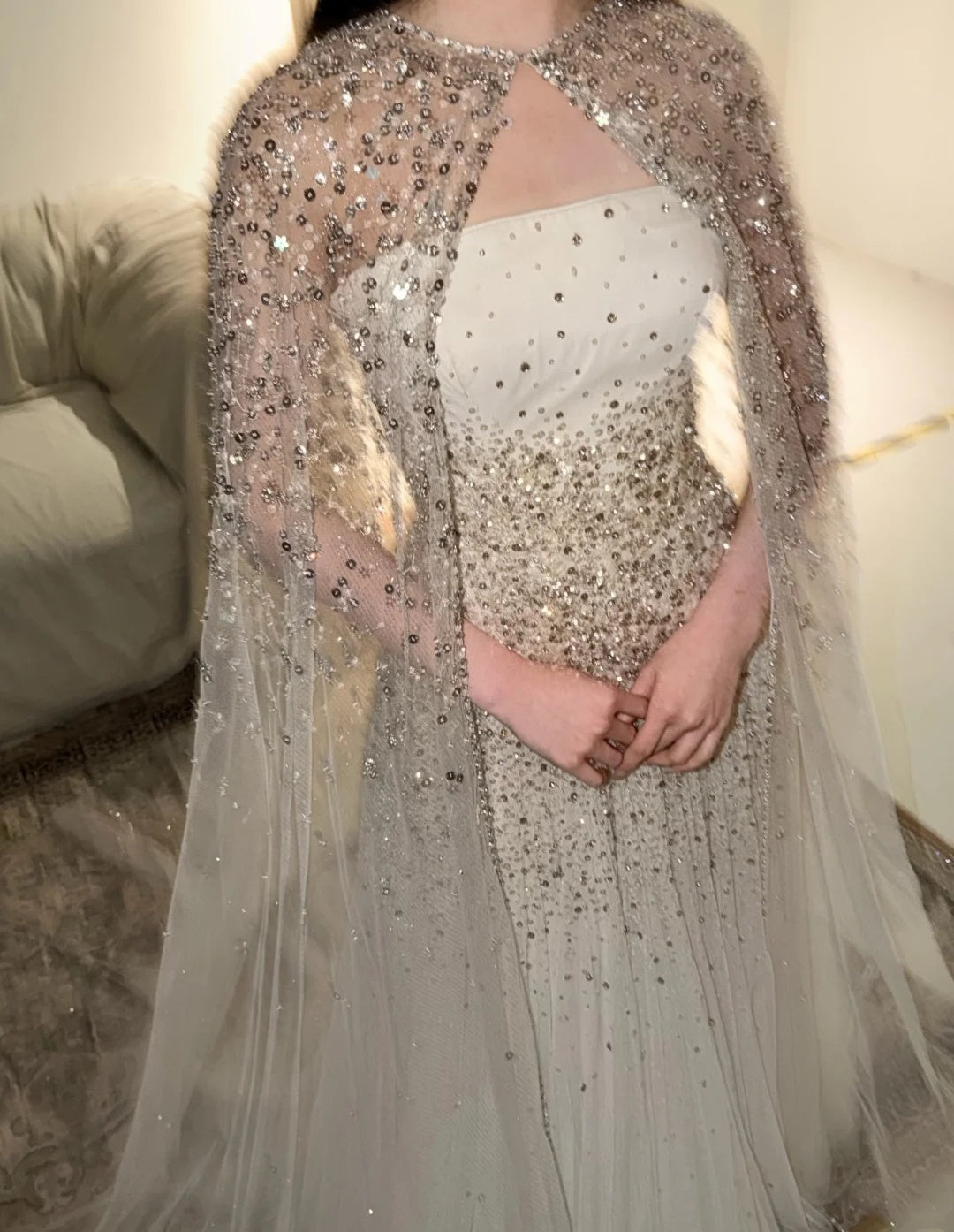 Fashion Long White Wedding Dress Strapless A-Line Bridal Dress Tulle Sequins Bridal Gowns  ED07272