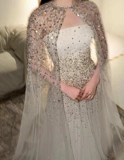 Fashion Long White Wedding Dress Strapless A-Line Bridal Dress Tulle Sequins Bridal Gowns  ED07272