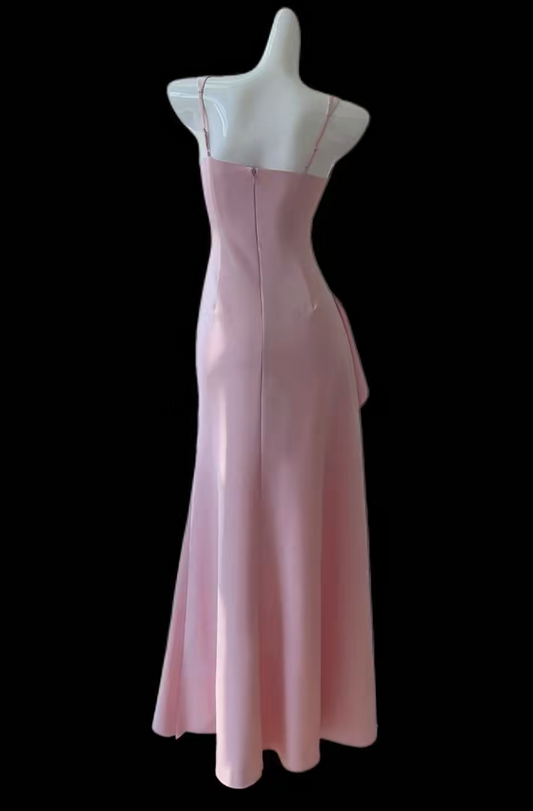 Niedliches rosa Ballkleid mit Spaghettiträgern, Etuikleid mit Schlitz ED07291