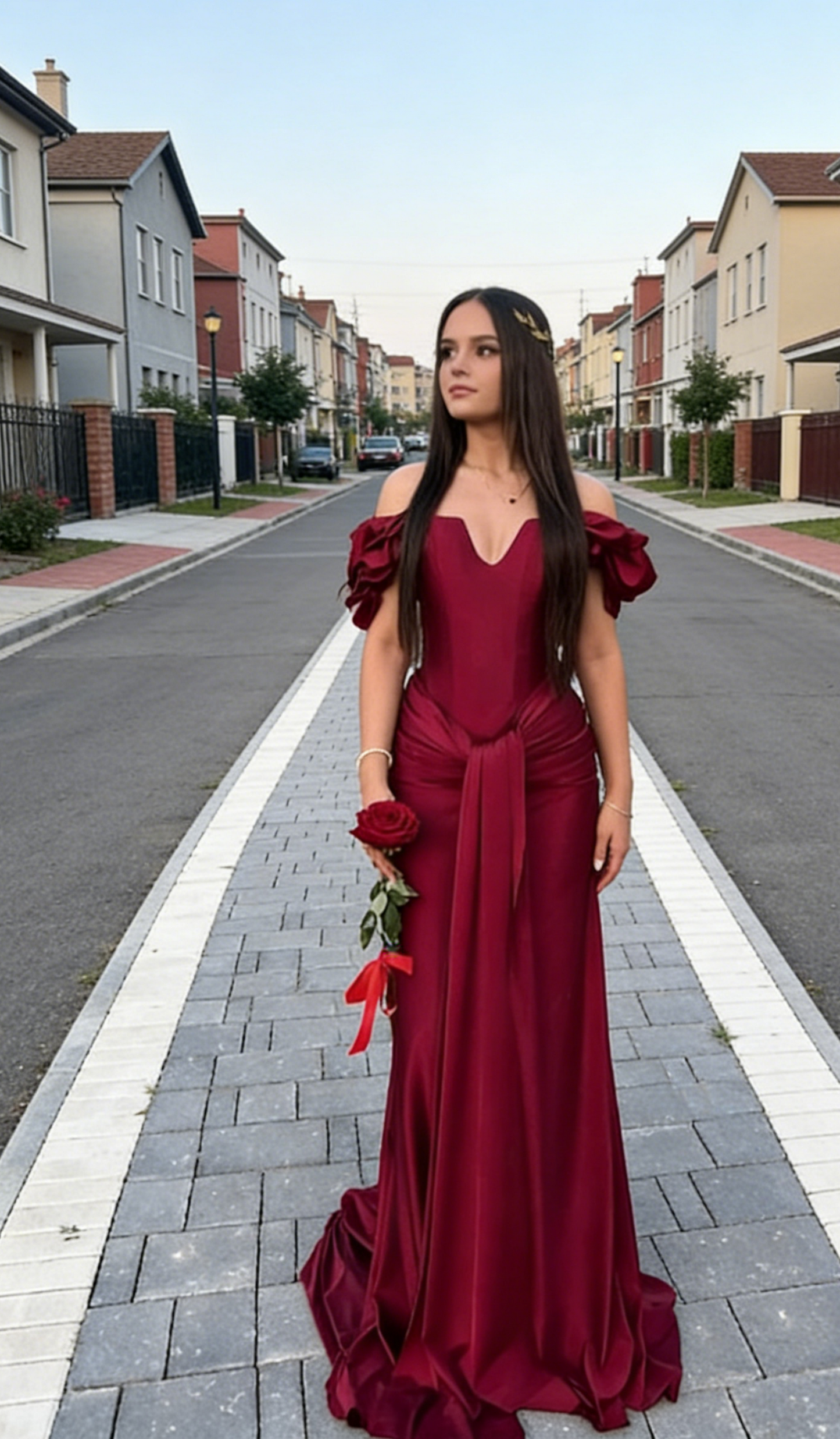Chic Pink Prom Dress Sweetheart Sheath Long Satin  Evening Dress with Slit ED07294