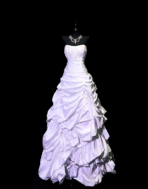Classy Long White Prom Dress Satin A-Line Strapless Evening Dress Sleeveless Birthday Dress ED07305