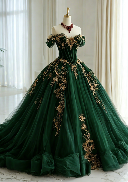 Cute Dark Red Long Prom Dress Off-shoulder Tulle A-Line Evening Dress Sleeveless Applique Sweet 16 Dress ED07322