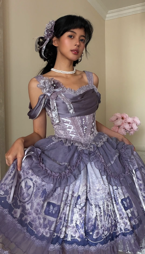 Cute Purple Prom Dress Tulle Straps A-Line Birthday Dress ED07327