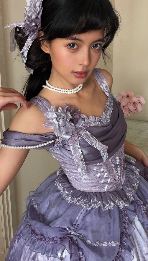 Cute Purple Prom Dress Tulle Straps A-Line Birthday Dress ED07327