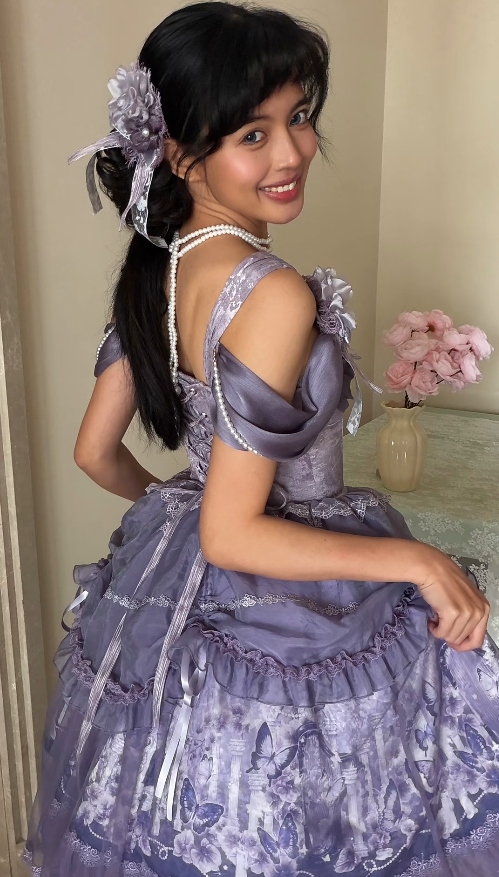 Cute Purple Prom Dress Tulle Straps A-Line Birthday Dress ED07327