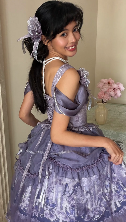 Cute Purple Prom Dress Tulle Straps A-Line Birthday Dress ED07327