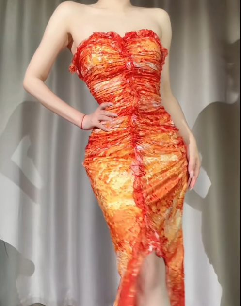 Classy Long Orange Prom Dress Sheath Sweetheart Birthday Dress Chiffon Sleeveless Evening Dress ED07349