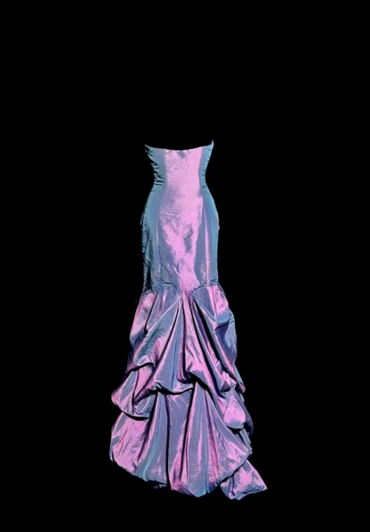 Robe de soirée sirène longue sans bretelles, élégante et sans manches, en satin violet, référence ED07352