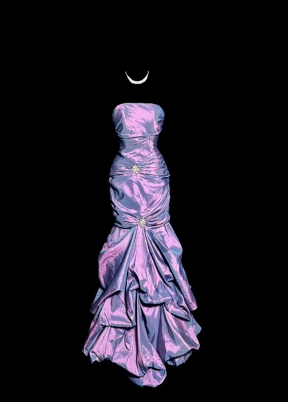 Robe de soirée sirène longue sans bretelles, élégante et sans manches, en satin violet, référence ED07352