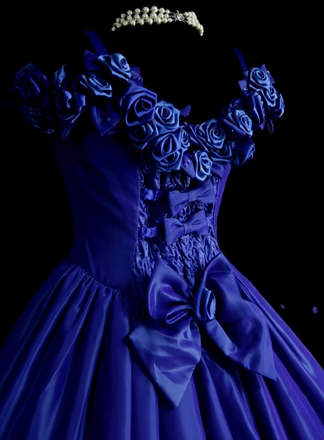 Robe de soirée élégante en satin, coupe trapèze, col rond, sans manches, bleu roi, ED07353