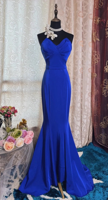 Chic Sweetheart Mermaid Evening Dress Long Royal Blue Prom Dress ED07369