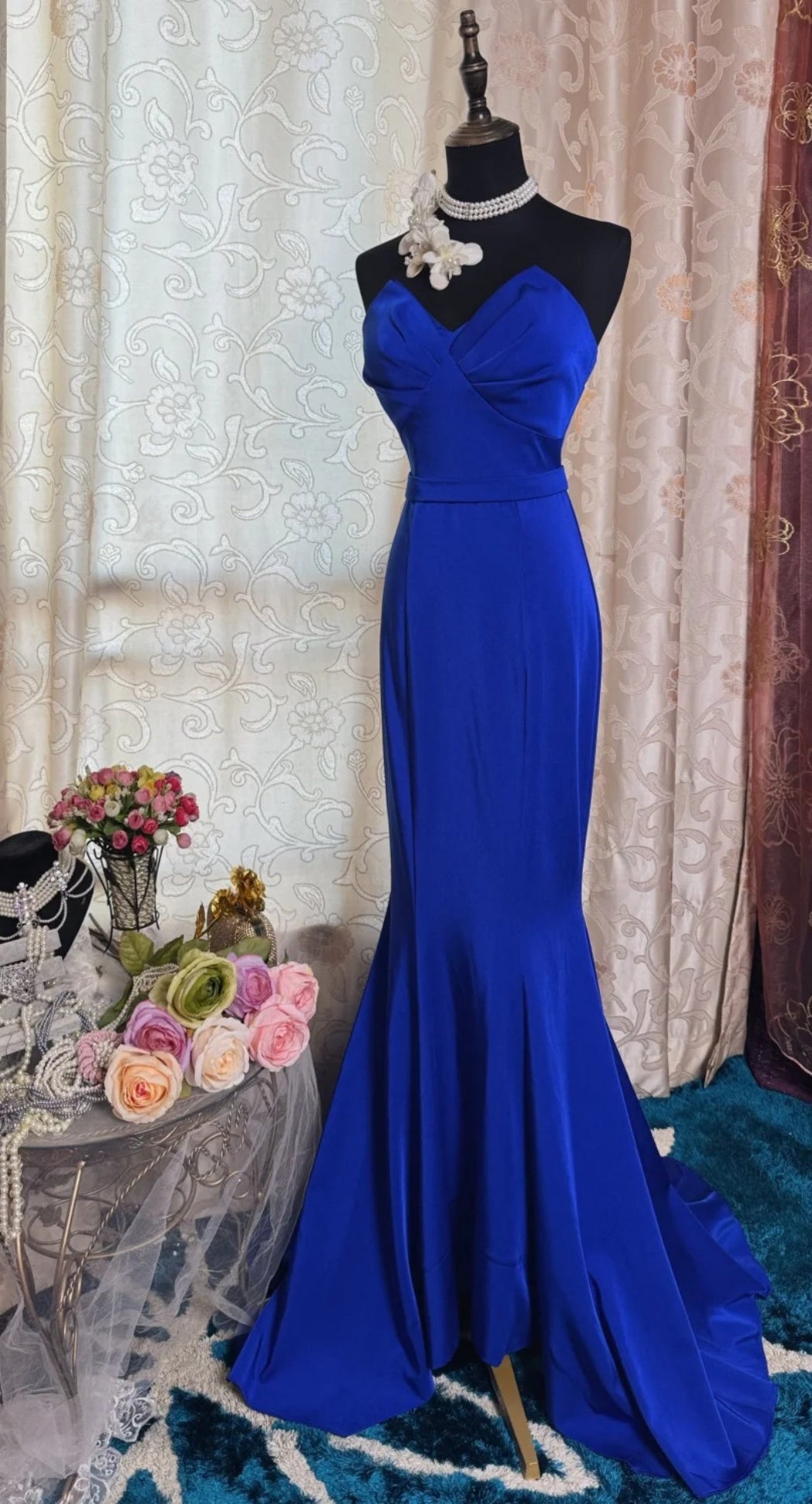 Chic Sweetheart Mermaid Evening Dress Long Royal Blue Prom Dress ED07369