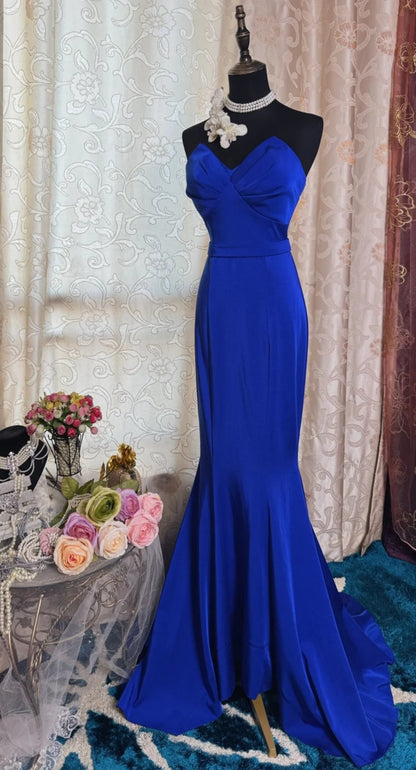 Chic Sweetheart Mermaid Evening Dress Long Royal Blue Prom Dress ED07369