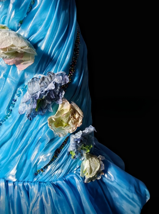 Robe de soirée fourreau élégante sans bretelles, longue robe de bal bleue en satin ED07388
