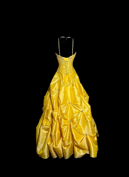 Gorgeous Yellow Prom Dress Sweetheart A-Line Evening Dress Satin Beaded Birthday Dress ED07401