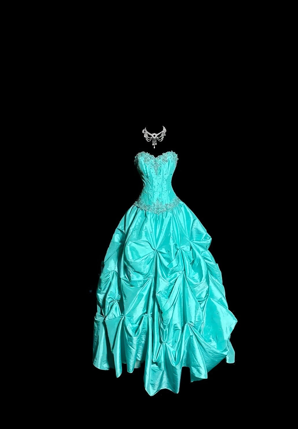 Elegantes türkisfarbenes Satin-Abendkleid mit Herzausschnitt, A-Linie, langes Modell ED07406