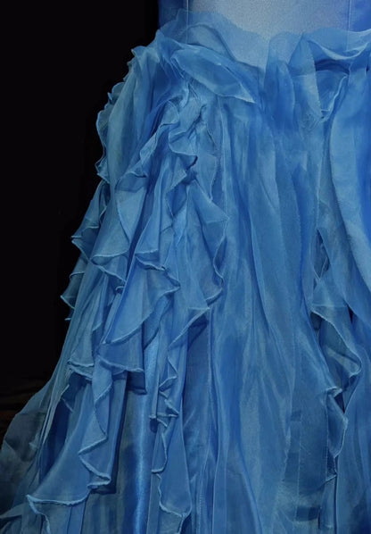Robe de bal bleue chic en satin, bustier cœur, robe de soirée sirène longue ED07407