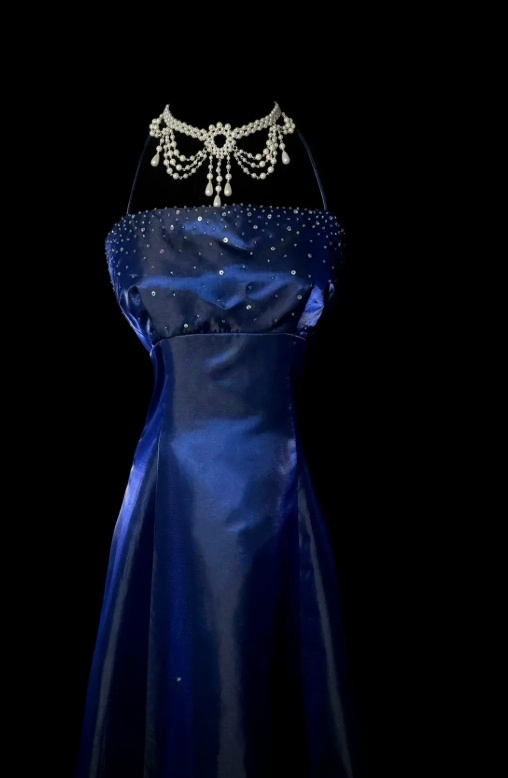 Robe de bal bleu marine chic en satin, dos nu, fourreau, longue robe de soirée ED07413