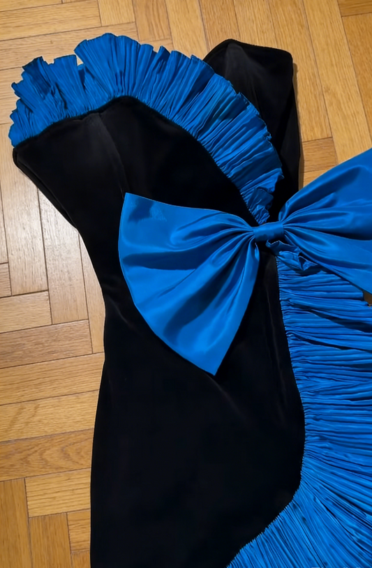 Fashion Schwarzes Geburtstagskleid Trägerloses Etui-Abschlussballkleid Samt Kurzes Partykleid ED07426