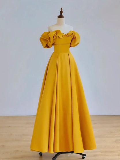 A-Linie Off Shoulder Gelb Langes Ballkleid, Gelb Langes Abschlusskleid ED0744