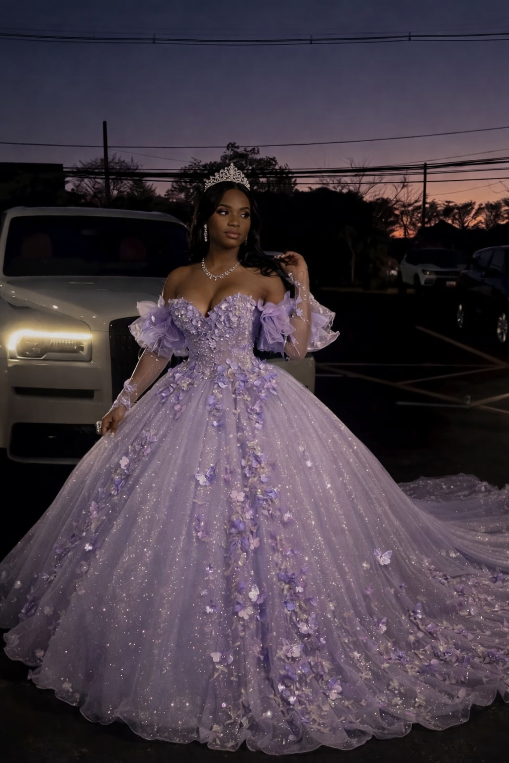 Magnifique robe de Quinceanera violette, robe de bal à épaules dénudées, appliques en tulle, robe de bal de promo, robe de soirée 16 ans ED07475