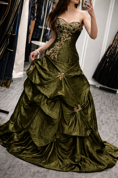 Élégante robe de soirée longue trapèze en satin couleur bordeaux, Robe de bal de promo ED07480