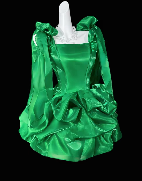 Robe de soirée bustier verte mignonne avec bretelles fourreau courte en satin ED07489