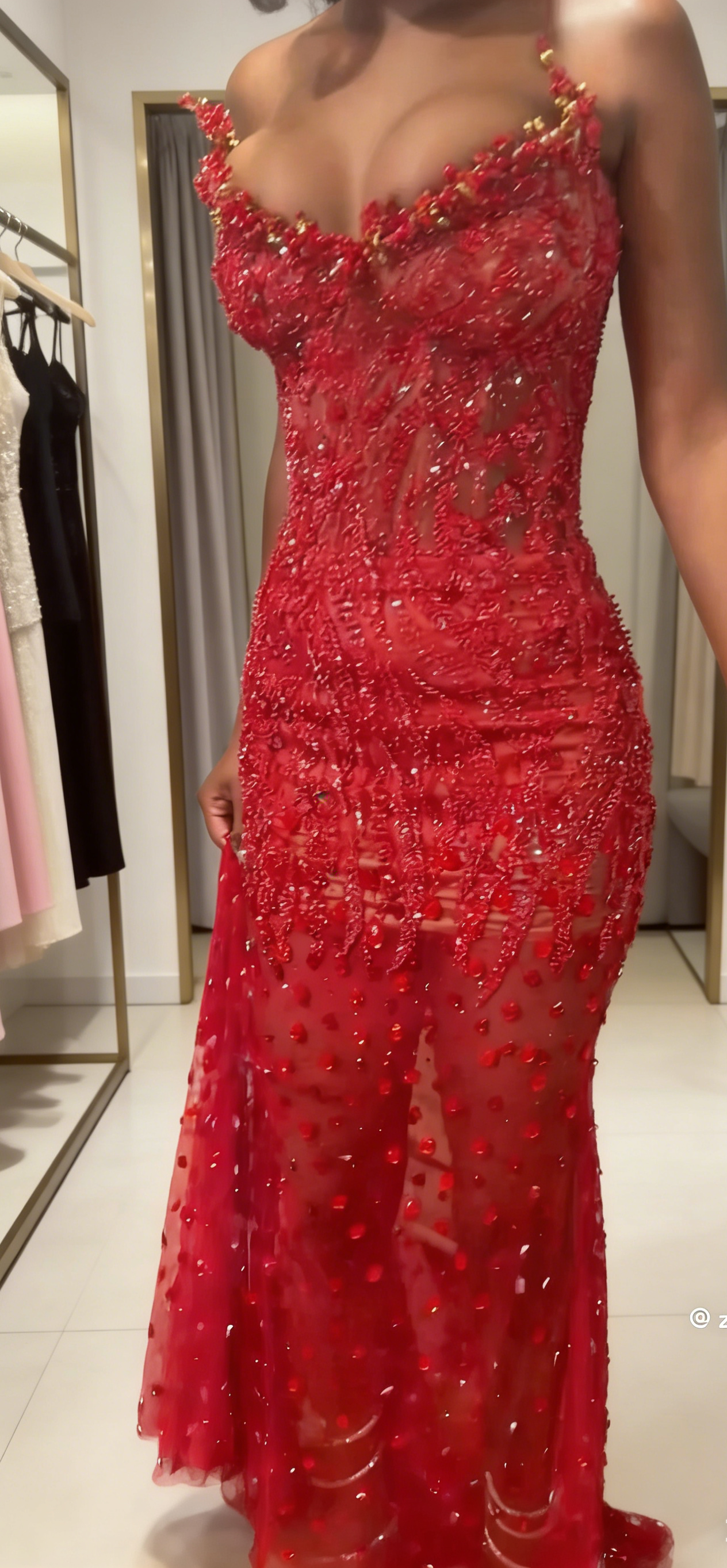 Robe de bal rouge fourreau col cœur tulle longue robe de soirée robe de cérémonie perlée ED07601