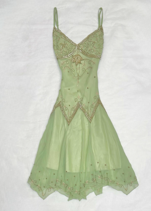 Chic Green Short Prom Dress Sheath Spaghetti Straps Party Dress Chiffon Beaded Birthday Dress ED07625