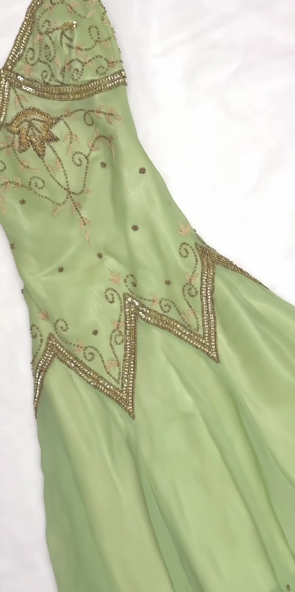 Chic Green Short Prom Dress Sheath Spaghetti Straps Party Dress Chiffon Beaded Birthday Dress ED07625