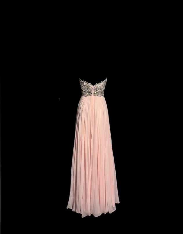Pinkes Ballkleid, Scheide, Trägerlos, Chiffon, Langes Abendkleid ED07629