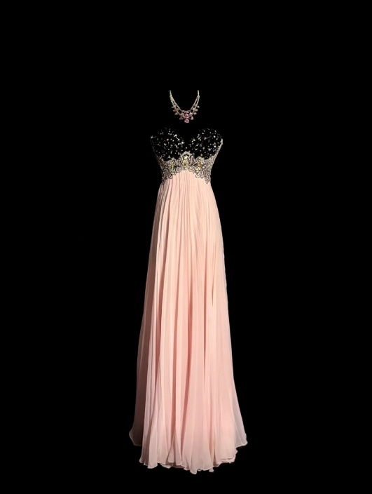 Pinkes Ballkleid, Scheide, Trägerlos, Chiffon, Langes Abendkleid ED07629