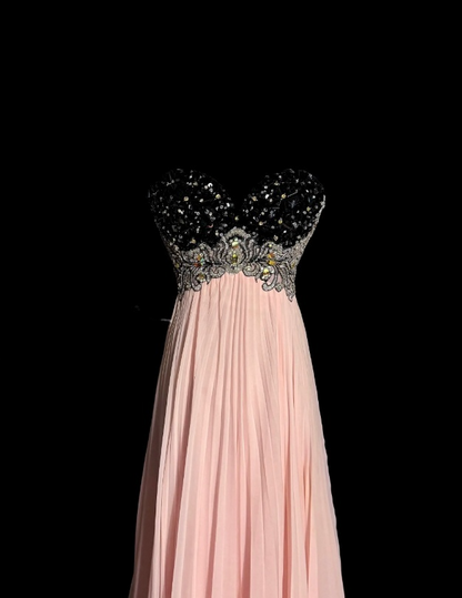 Pinkes Ballkleid, Scheide, Trägerlos, Chiffon, Langes Abendkleid ED07629