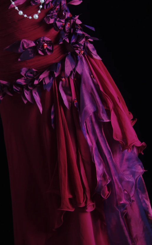 Robe de bal longue rose fluo sans bretelles, robe de soirée trapèze, robe de cérémonie en mousseline de soie ED07640