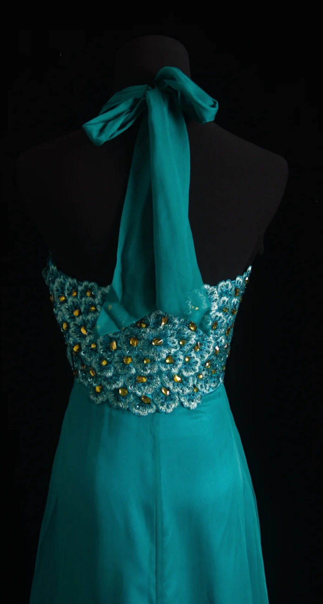 Magnifique Robe de Bal Fourreau en Mousseline de Soie Bleu Canard avec Col Halter, Robe de Soirée Longue ED07646