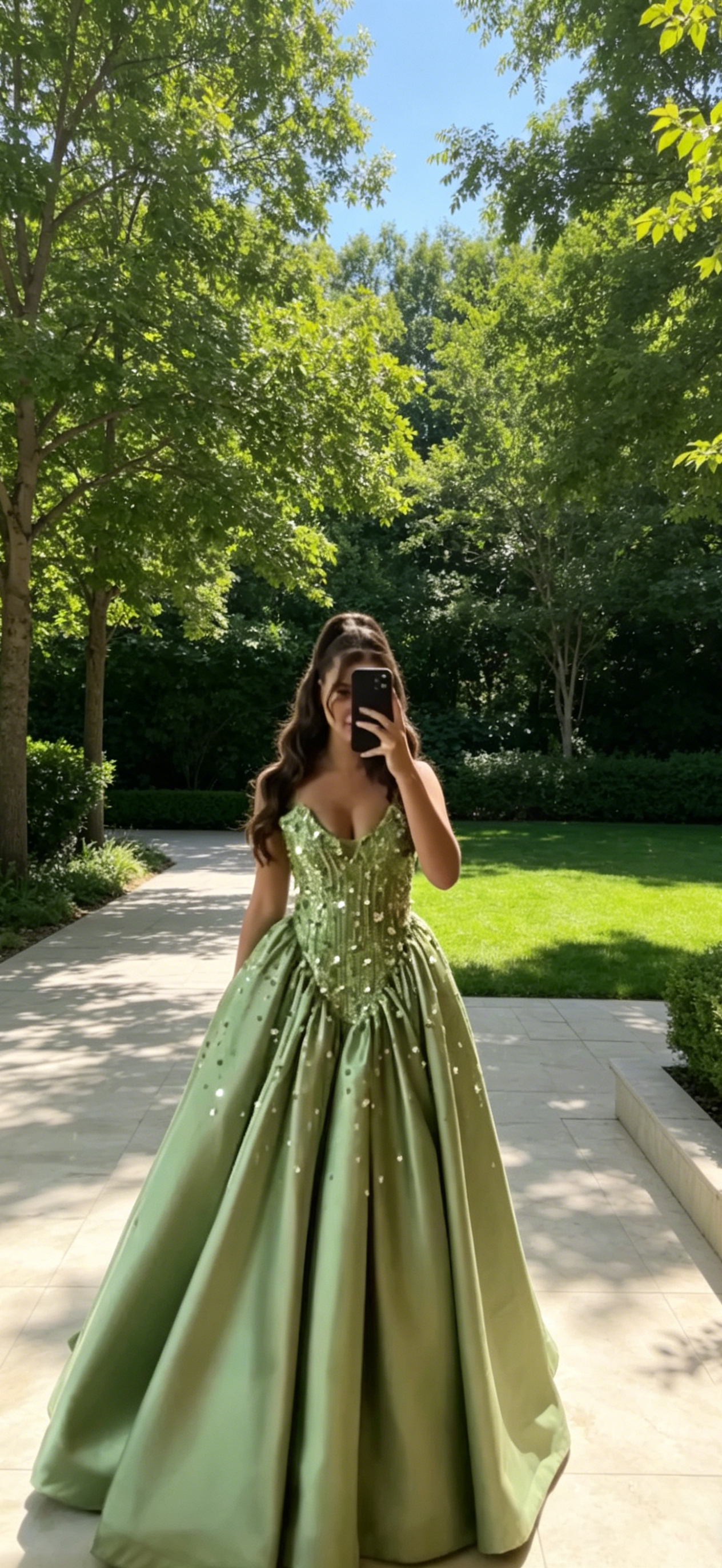 Green Prom Dress Gorgeous A-Line Sweetheart Satin Beaded Long Evening Dress ED07647