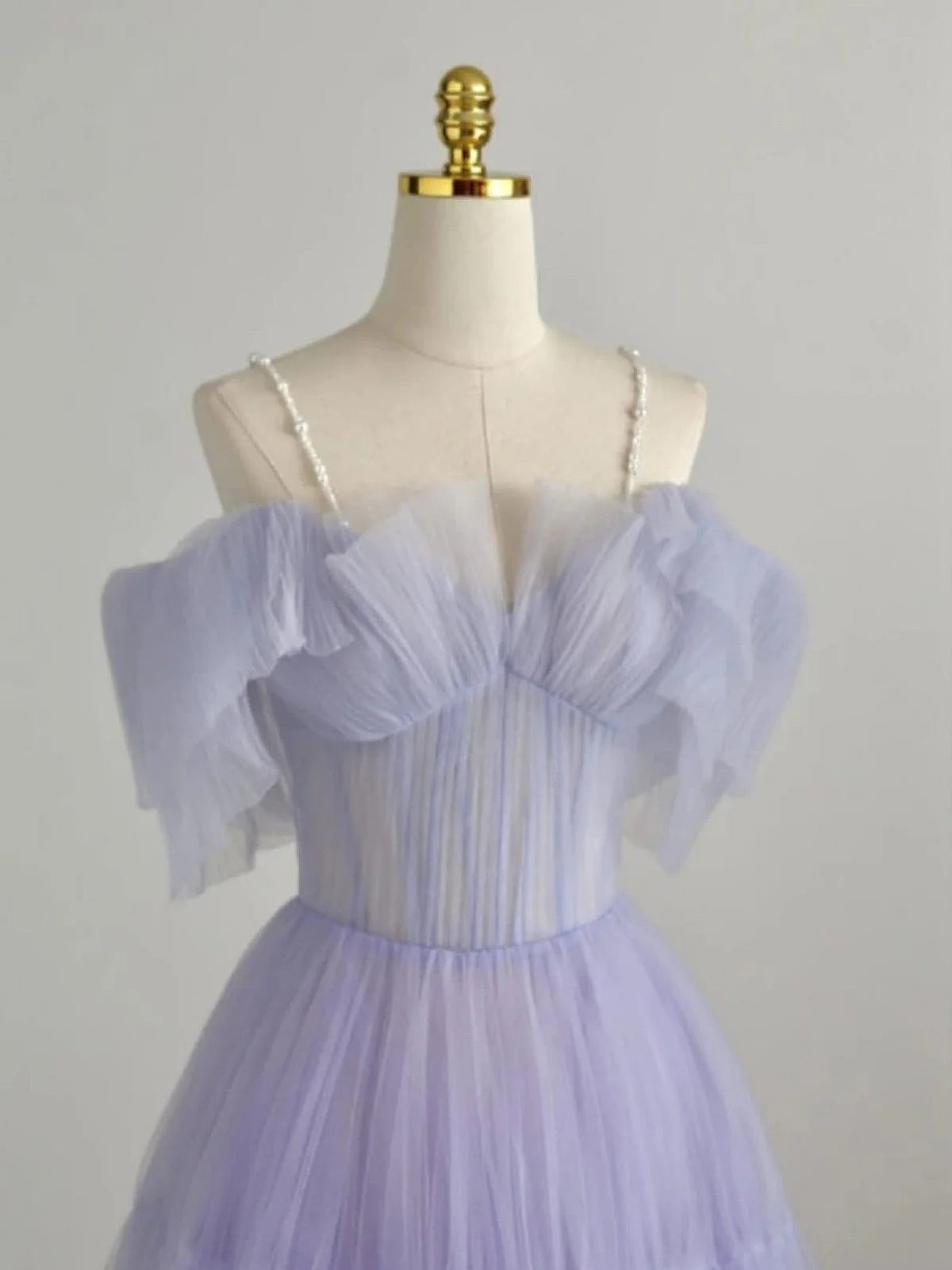 A-Linie Lila Tüll Langes Ballkleid, Lila Abendkleid ED0765