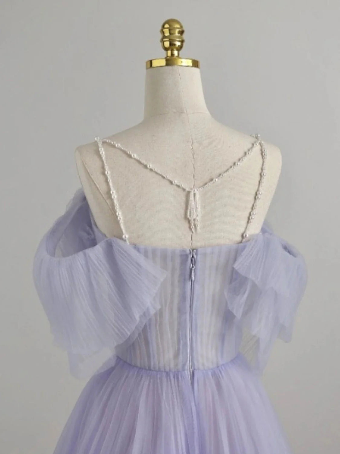 A-Linie Lila Tüll Langes Ballkleid, Lila Abendkleid ED0765
