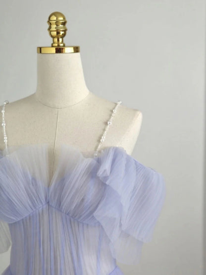 A-Linie Lila Tüll Langes Ballkleid, Lila Abendkleid ED0765