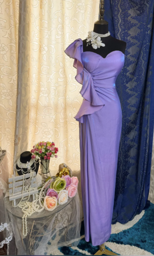 Purple Prom Dress  Sweetheart Sheath Chiffon Long Evening Dress ED07662