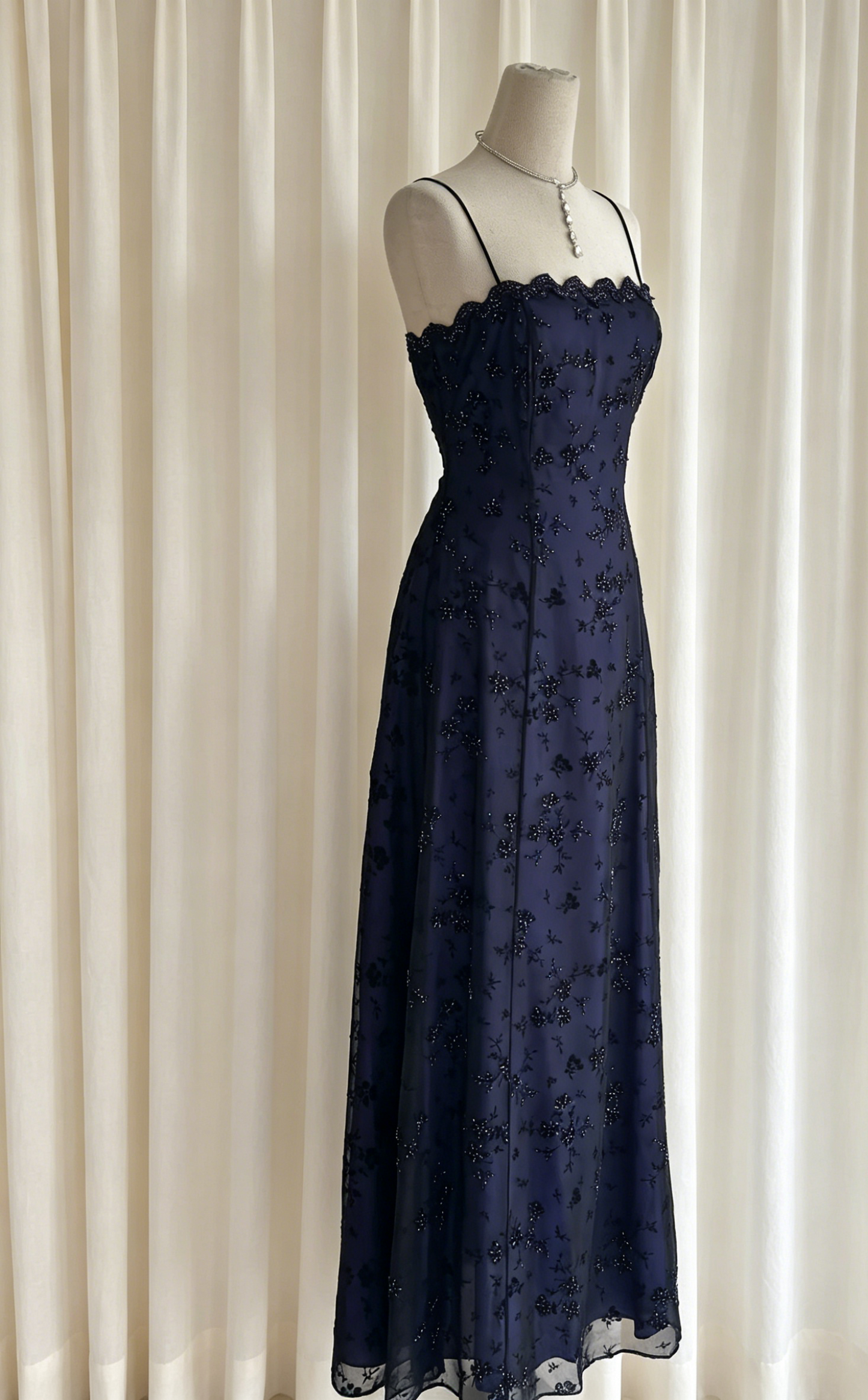 Purple Prom Dress Spaghetti Straps Sheath Black Chiffon Beaded Long Evening Dress ED07666