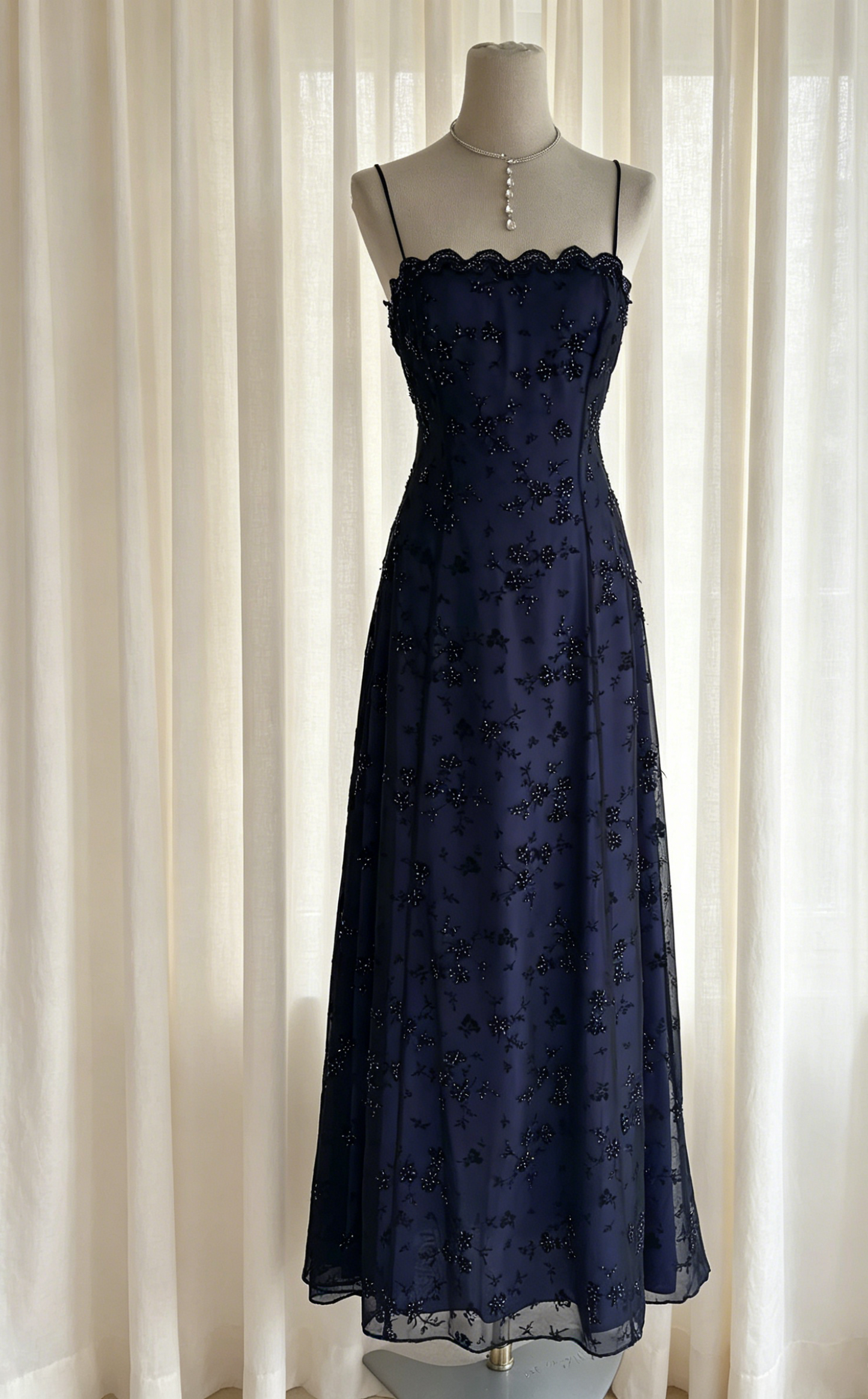 Purple Prom Dress Spaghetti Straps Sheath Black Chiffon Beaded Long Evening Dress ED07666