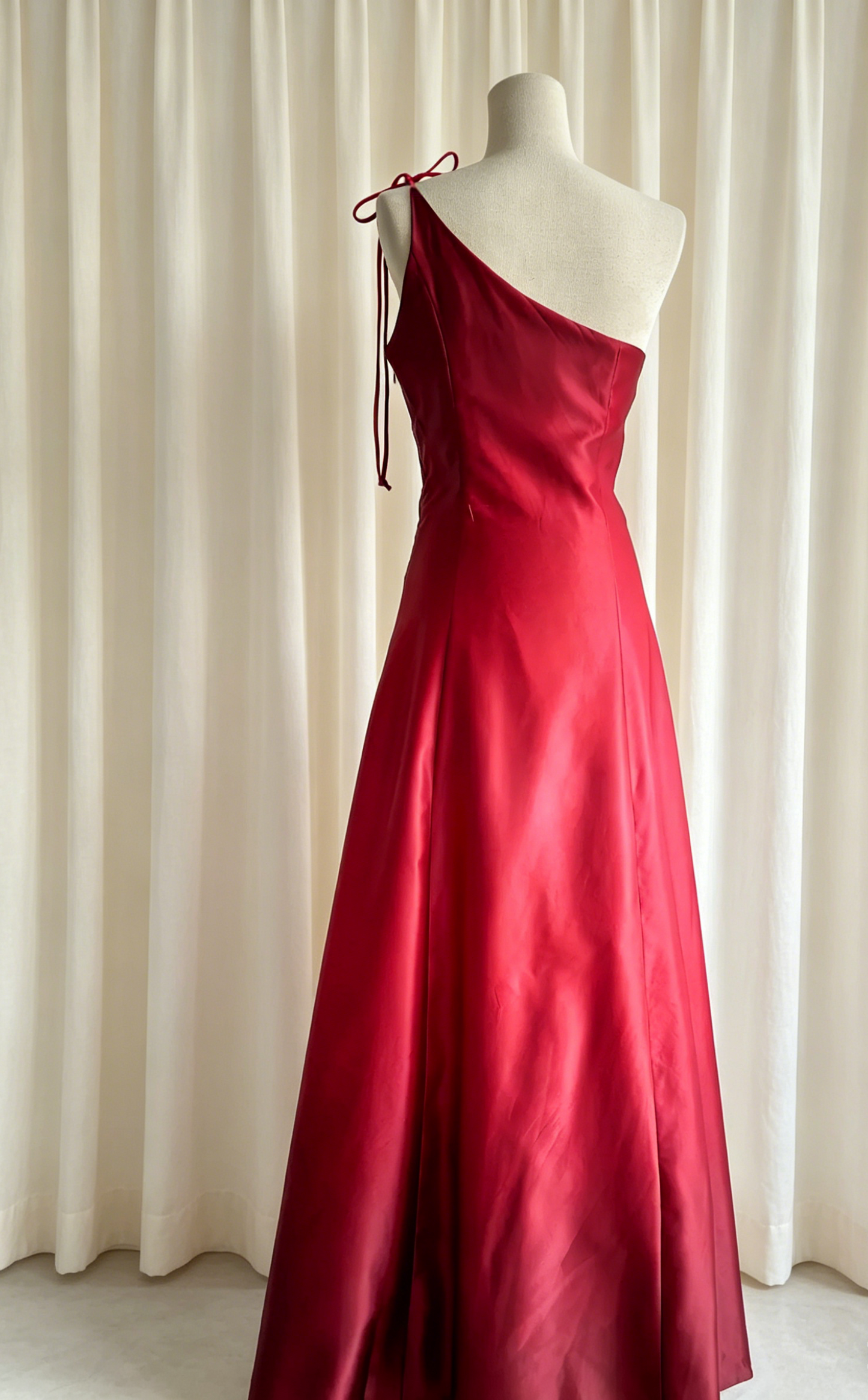 Gradient Red Prom Dress One-shoulder A-Line Chiffon Beaded Long Evening Dress ED07669