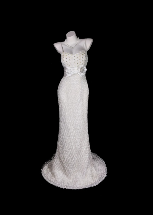 Elegant White Prom Dress  Spaghetti Straps Sheath Tulle Long Evening Dress ED07685